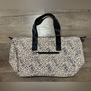 Mali + Lili Spotted Canvas Duffel Bag – Black & Cream Travel Weekender New